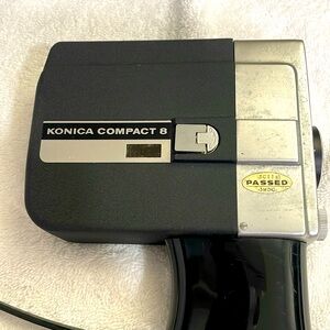 Vintage Konica Compact 8 Camera Hexanon Strap Matching Original Case Untested